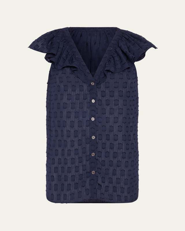 Silvia Dot Ruffle-Trim Top